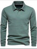 Men's Collared Neck Long Sleeve Polo - Trendsi - Flyclothing LLC