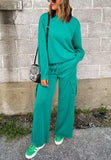 Full Size Round Neck Long Sleeve Top and Drawstring Pants Set - Trendsi - Flyclothing LLC