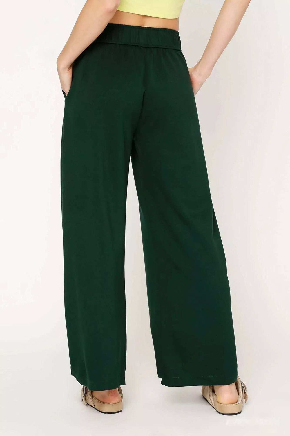 Umgee Elastic Drawstring Waistband Wide Leg Pants - Trendsi - Flyclothing LLC