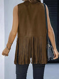 Fringe Open Front Vest Coat - Trendsi - Flyclothing LLC