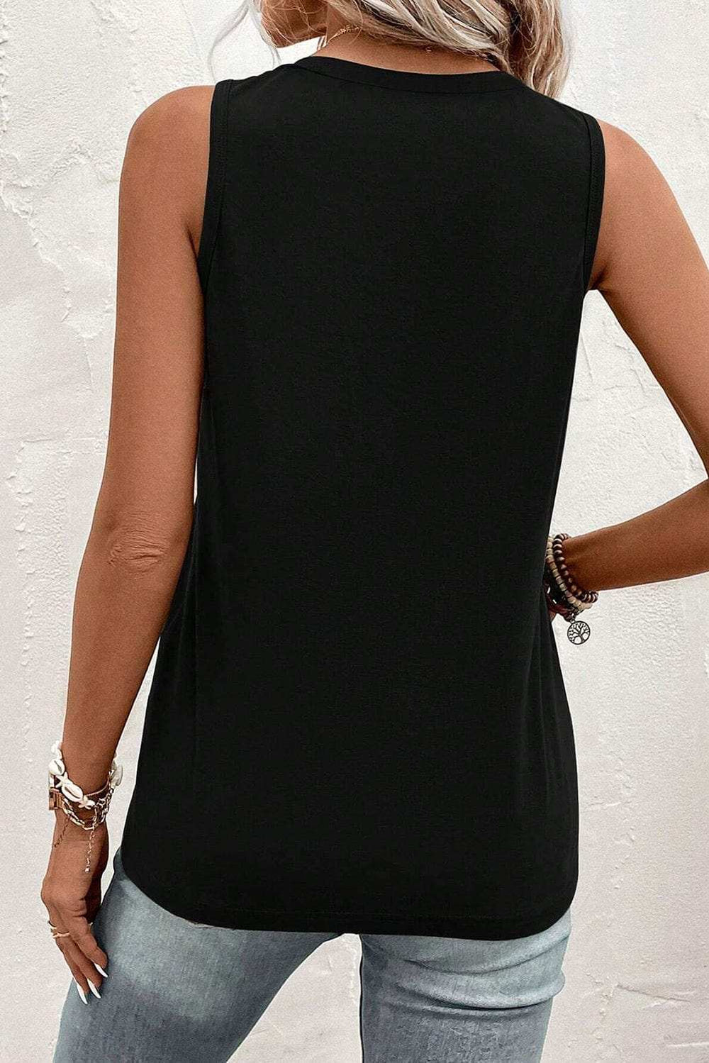 Pocketed V-Neck Wide Strap Tank - Trendsi - Flyclothing LLC
