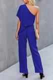 Single Shoulder Short Sleeve Jumpsuit - Trendsi - Flyclothing LLC