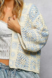 POL Open Front Crochet Cardigan with Granny Square Pattern - Trendsi - Flyclothing LLC