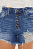 Kancan Distressed Button-Fly High Waist Denim Shorts - Trendsi - Flyclothing LLC