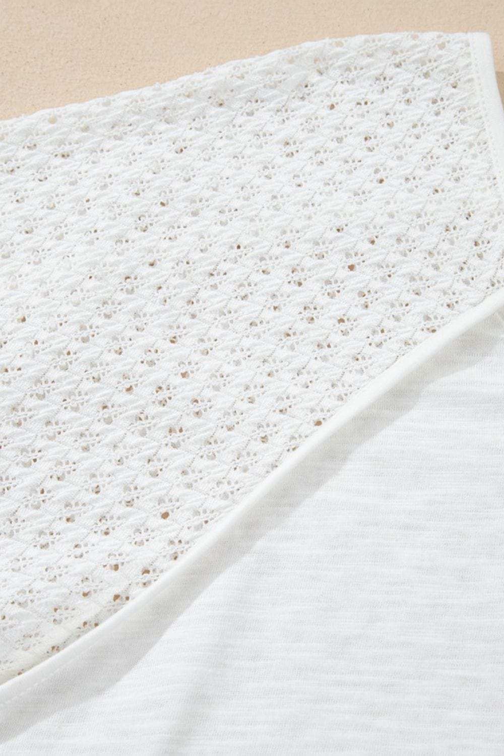 Openwork High Low Hem V Neck Oversized Top - Trendsi - Flyclothing LLC