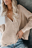 Distressed Zip Up Drawstring Hooded Cardigan - Trendsi - Flyclothing LLC