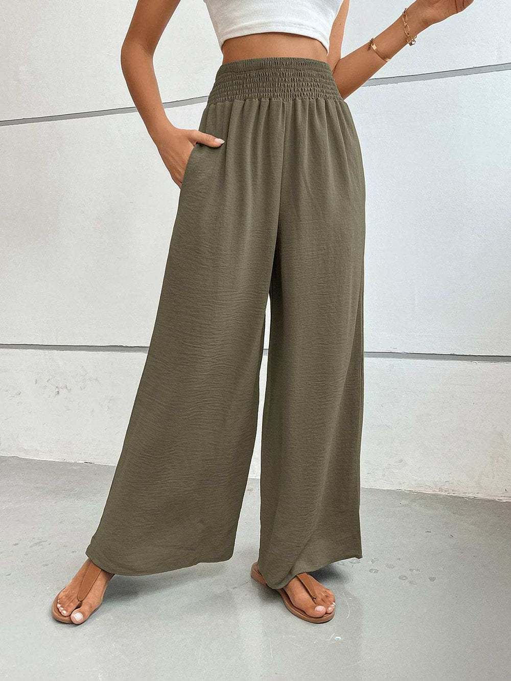 Perfee Wide Leg Pants with Pockets - Trendsi - Flyclothing LLC