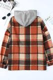 Plaid Button Up Hooded Shacket - Trendsi - Flyclothing LLC