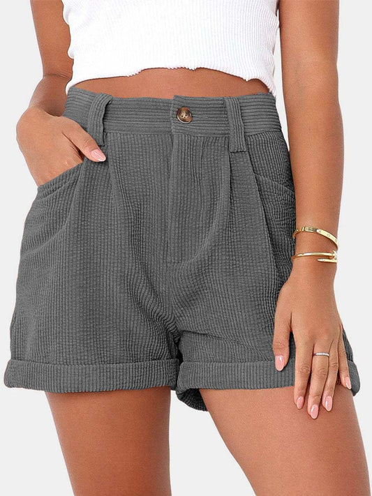 Full Size High Waist Shorts with Pockets - Trendsi - Flyclothing LLC