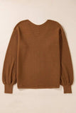 V-Neck Dropped Shoulder Long Sleeve Sweater - Trendsi - Flyclothing LLC