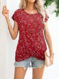 Printed Round Neck Short Sleeve T-Shirt - Trendsi - Flyclothing LLC