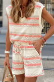 V-Neck Sleeveless Top and Drawstring Shorts Set - Trendsi - Flyclothing LLC