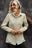 Distressed Snap Down Denim Jacket - Trendsi - Flyclothing LLC