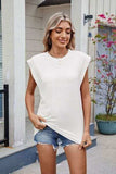 Corded Rib Round Neck T-Shirt - Trendsi - Flyclothing LLC