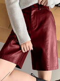 PU Leather High Rise Shorts - Trendsi - Flyclothing LLC
