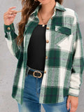 Full Size Pocketed Plaid Collared Neck Shacket - Trendsi - Flyclothing LLC