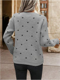 Polka Dot Long Sleeve Sweater - Trendsi - Flyclothing LLC
