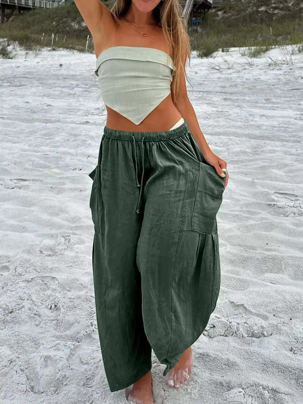 Full Size Drawstring Pants with Pockets Plus Size - Trendsi - Flyclothing LLC