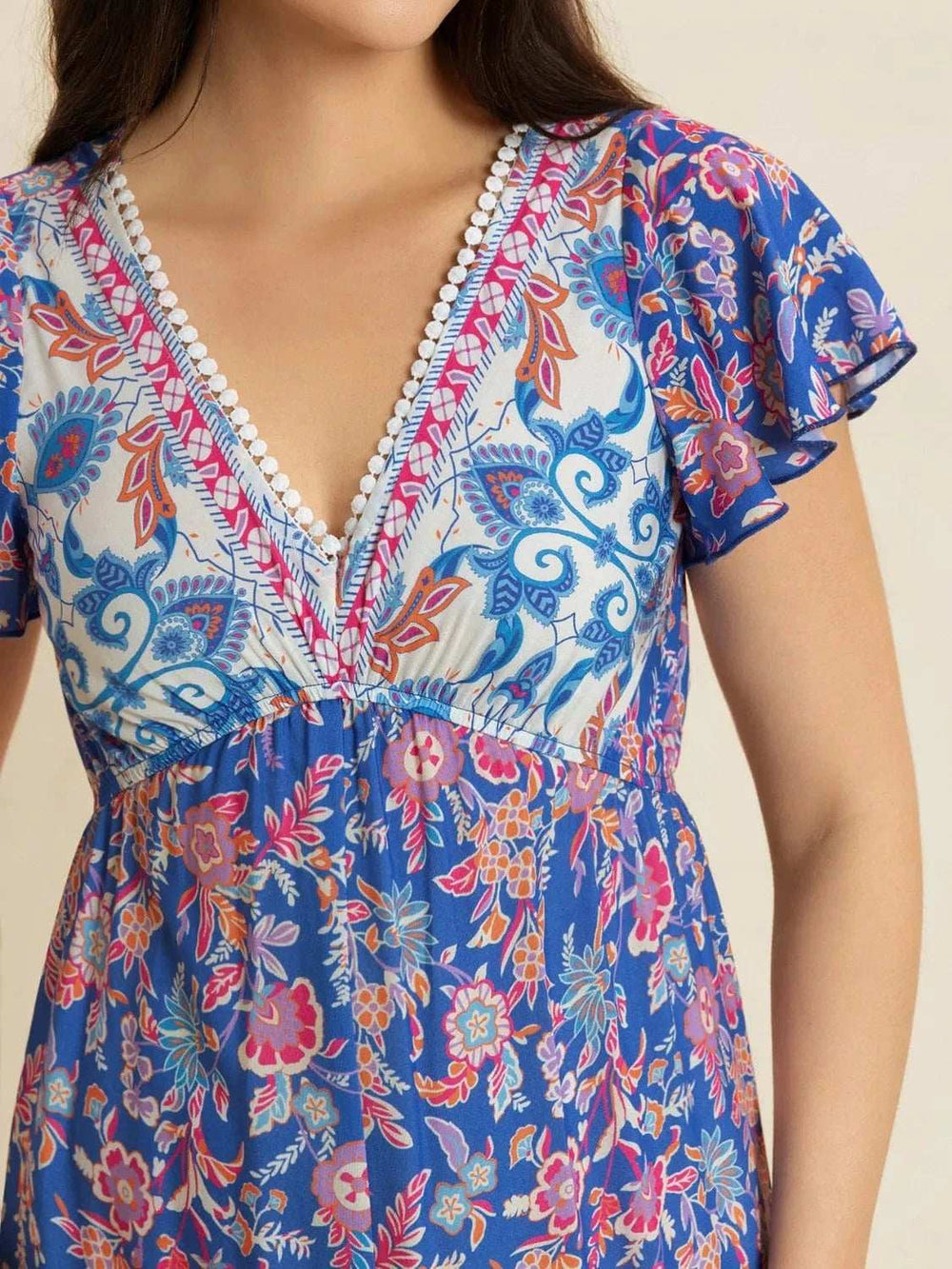 Printed V-Neck Wide Leg Jumpsuit - Trendsi - Flyclothing LLC