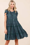 Mittoshop Lace Detail Ruffled Button Down Tiered Dress - Trendsi - Flyclothing LLC