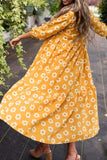 Floral Collared Neck Three-Quarter Sleeve Dress - Trendsi - Flyclothing LLC