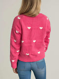 Heart Round Neck Zip Up Cardigan - Trendsi - Flyclothing LLC