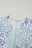 Leopard Print V Neck Short Sleeve Blouse - Trendsi - Flyclothing LLC