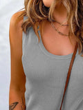 Waffle-Knit Scoop Neck Tank - Trendsi - Flyclothing LLC
