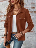 Zip Up Collared Neck Roll-Tab Sleeve Jacket - Trendsi - Flyclothing LLC