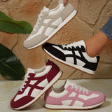 Contrast Lace Up Round Toe Sneakers - Trendsi - Flyclothing LLC