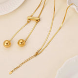 18K Gold-Plated Titanium Steel Hollow Bead Necklace - Trendsi - Flyclothing LLC