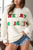 MERRY & BRIGHT Round Neck Long Sleeve Sweatshirt - Trendsi - Flyclothing LLC