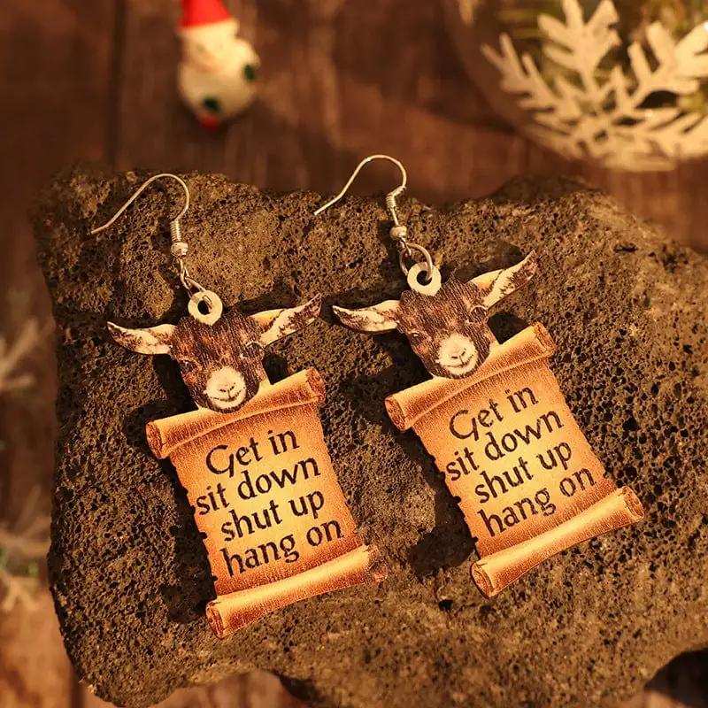 Donkey Letter Wooden Dangle Earrings - Trendsi - Flyclothing LLC