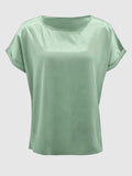 Round Neck Short Sleeve T-Shirt - Trendsi - Flyclothing LLC