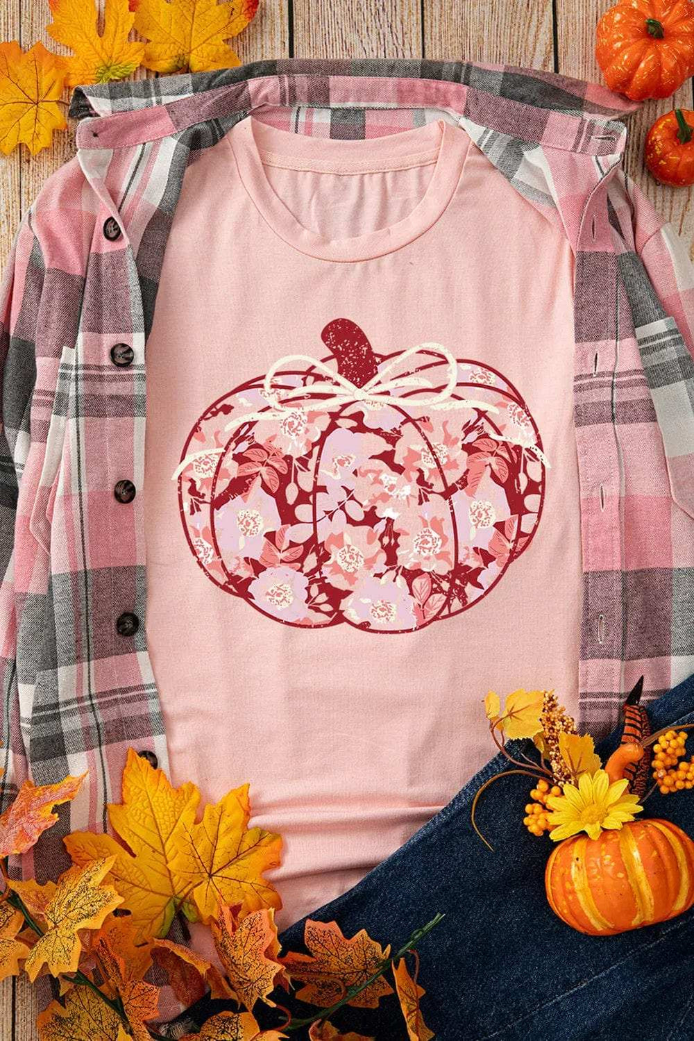 Pumpkin Graphic Round Neck Long Sleeve T-Shirt - Trendsi - Flyclothing LLC