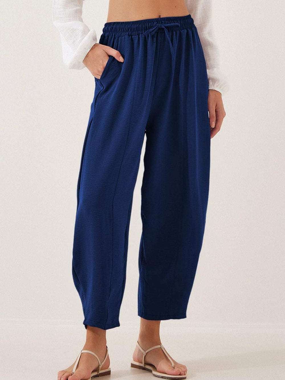 Full Size Drawstring Cropped Jogger Pants Plus Size - Trendsi - Flyclothing LLC