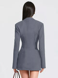 Full Size Blazer-Style Long Sleeve Mini Dress Plus Size - Trendsi - Flyclothing LLC