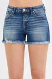 RISEN Full Size Low Rise Frayed Denim Shorts Plus Size - Trendsi - Flyclothing LLC