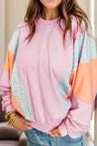 Color Block Round Neck Long Sleeve Sweatshirt - Trendsi - Flyclothing LLC