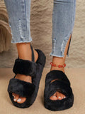 Fluffy Open Toe Platform Sandals - Trendsi - Flyclothing LLC