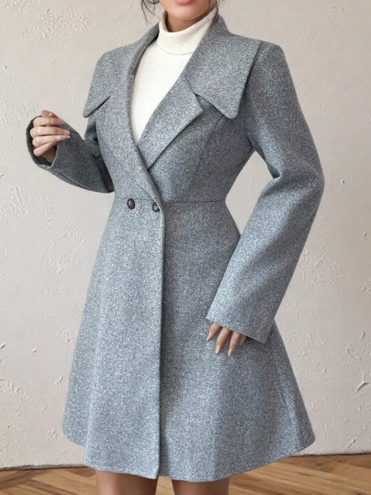 Double-Breasted Wool Blend Coat - Trendsi - Flyclothing LLC