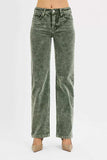 RISEN Tummy Control Mid Rise Straight Leg Corduroy Pants - Trendsi - Flyclothing LLC