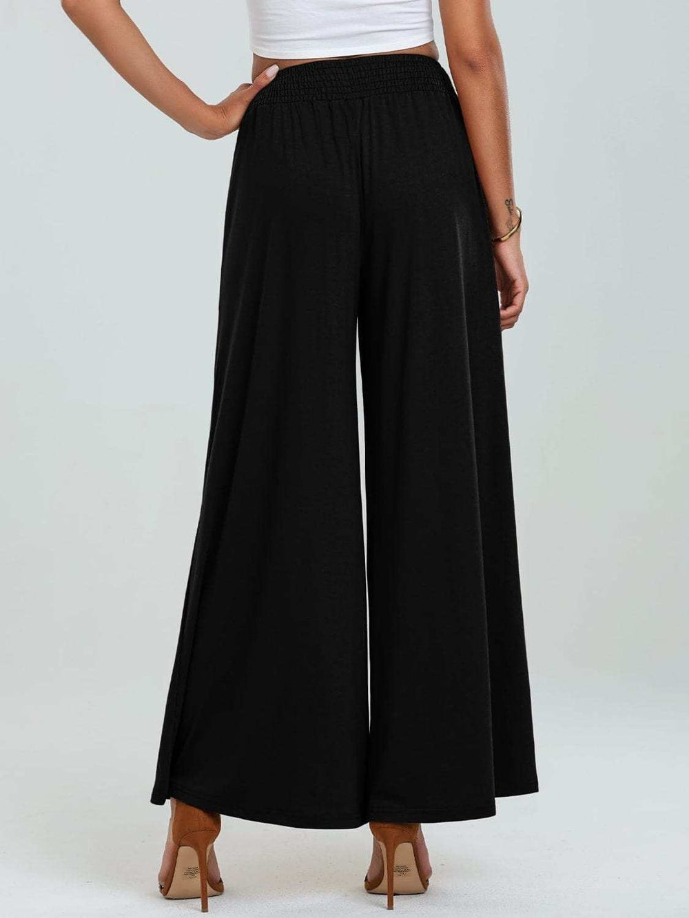 Pocketed Elastic Waist Wide Leg Pants - Trendsi - Flyclothing LLC