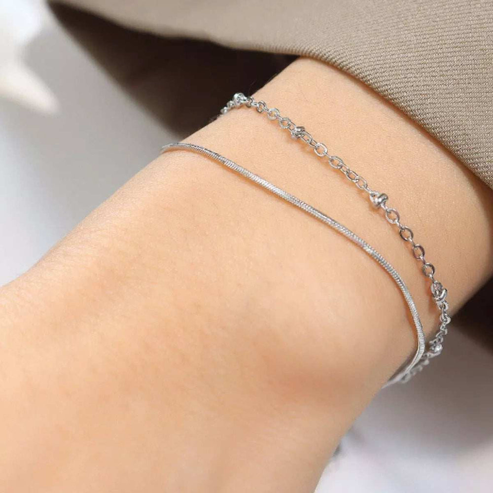 Titanium Steel Double Layered Bracelet - Trendsi - Flyclothing LLC