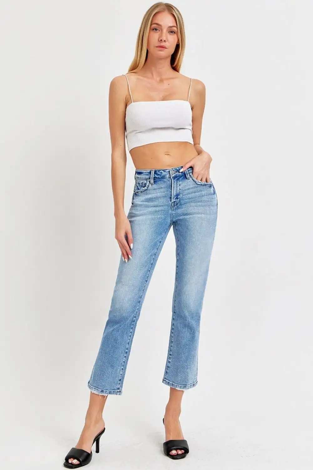 RISEN Full Size Low Rise Crop Slim Straight Jeans - Trendsi - Flyclothing LLC
