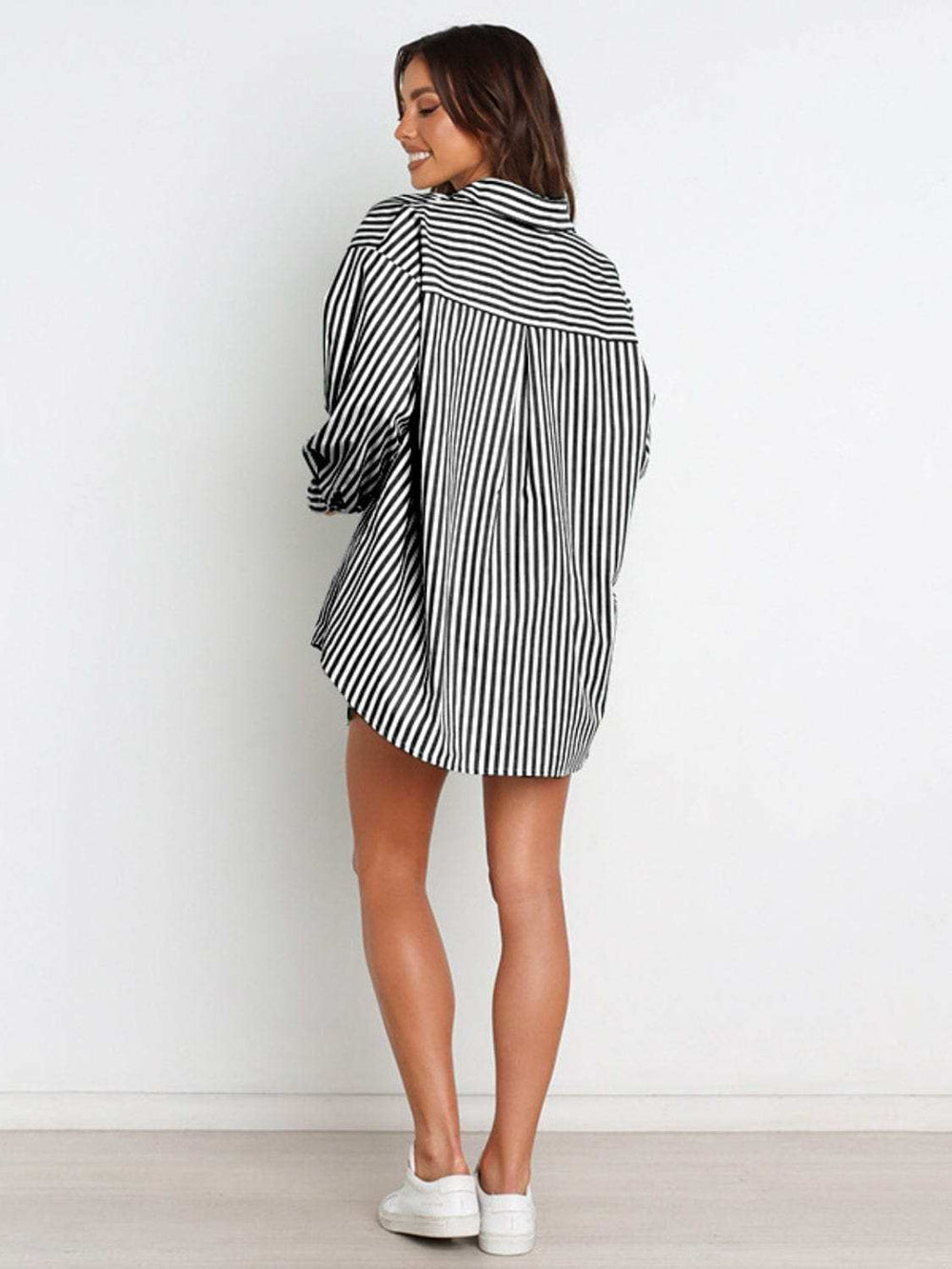Striped Dropped Shoulder Shirt and Shorts Set - Trendsi - Flyclothing LLC
