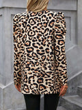 Leopard Open Front Puff Sleeve Jacket - Trendsi - Flyclothing LLC