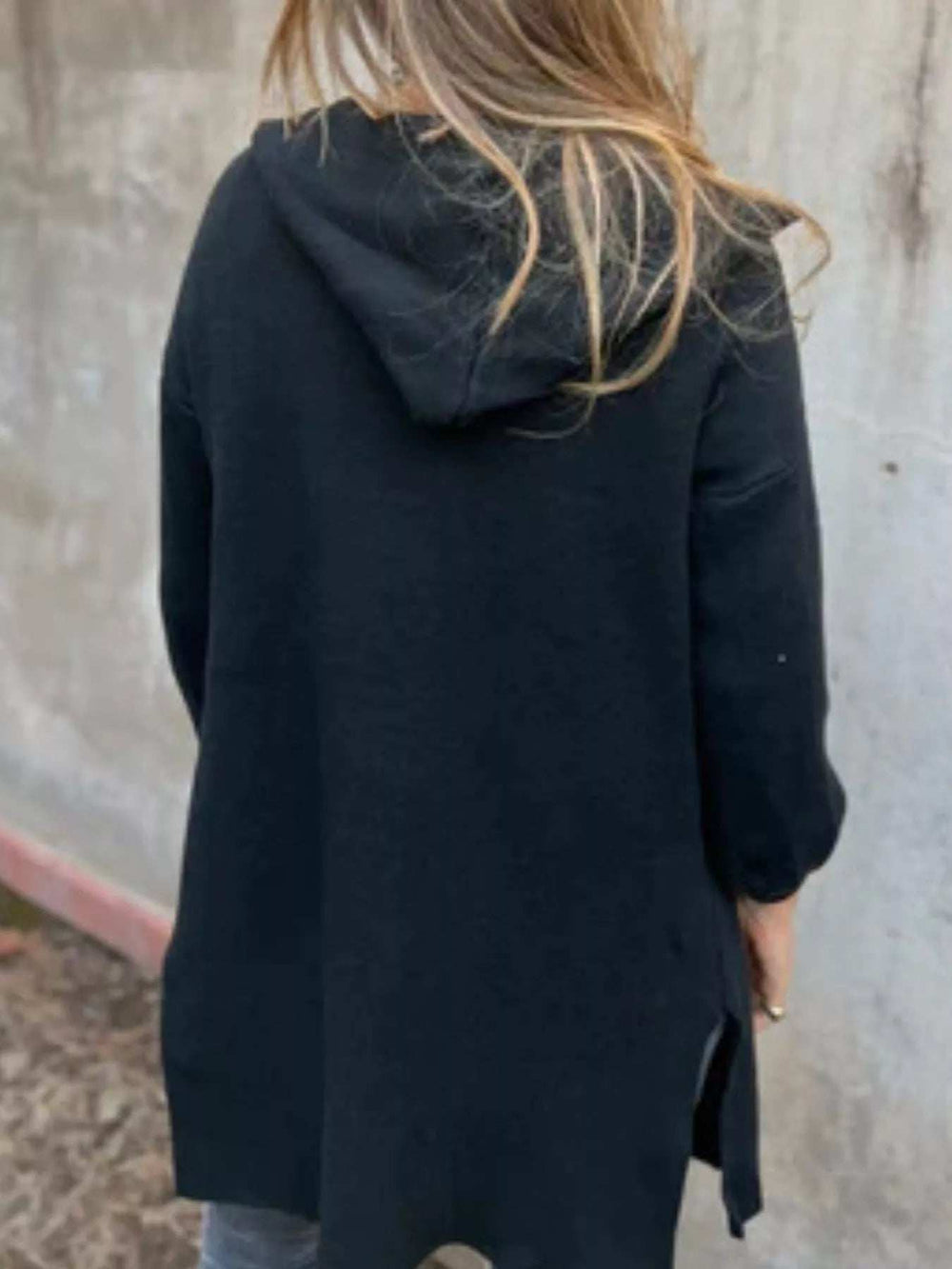 Full Size Open Front Drop Shoulder Hooded Cardigan Plus Size - Trendsi - Flyclothing LLC