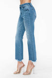 bytos Raw Hem Distressed Mid Rise Crop Jeans - Trendsi - Flyclothing LLC