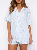 Valentine's Day Printed Collared Neck Short Sleeve Top and Shorts Set - Trendsi - Flyclothing LLC